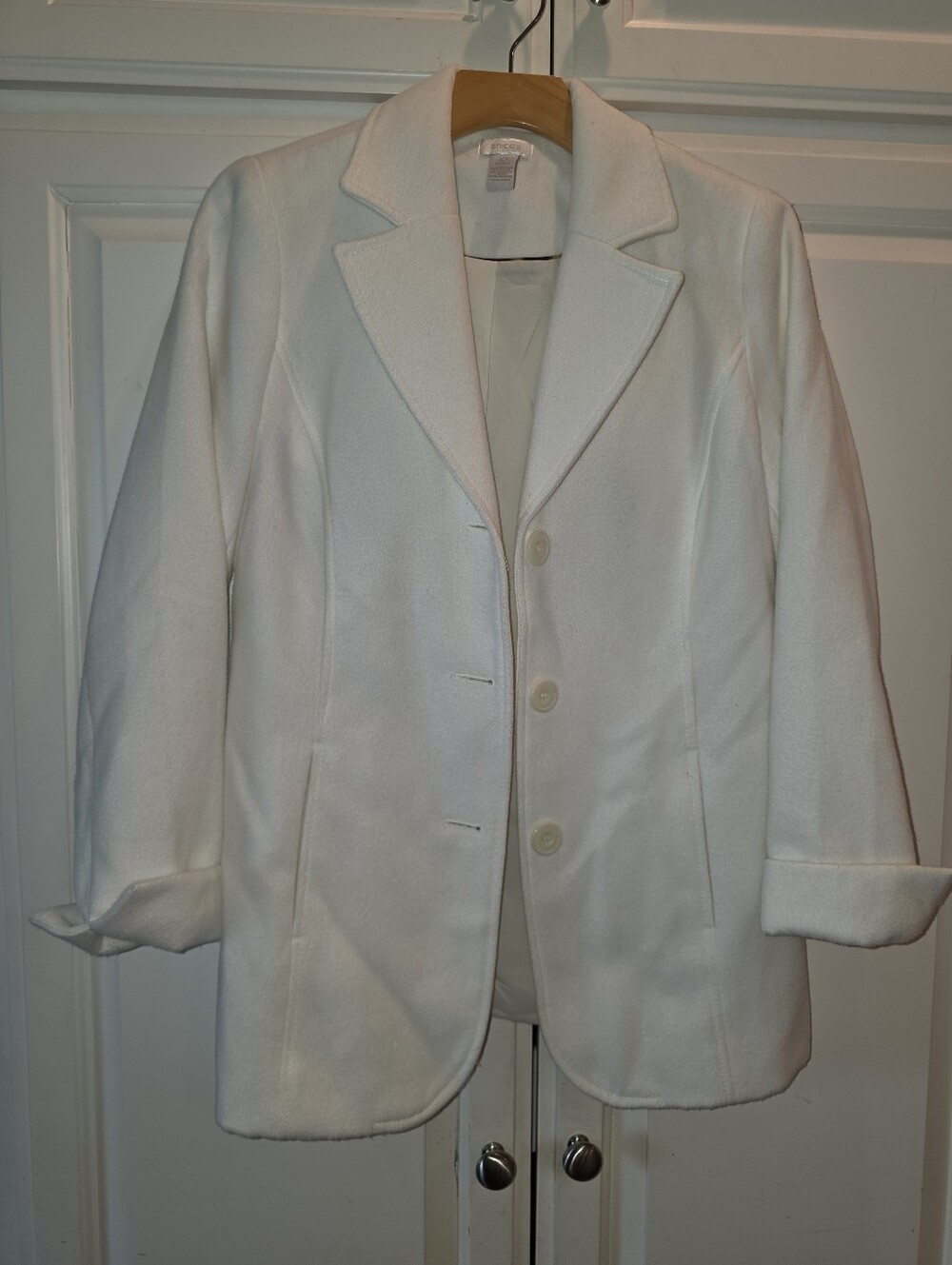 Chico's Women's Off White Brush Fleece Blazer Size 0